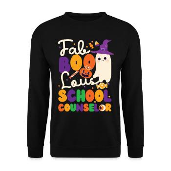 School Counselor Halloween Ghost - Unisex Pullover - Schwarz - Vorne - Alina (178cm) & Michal (187cm)