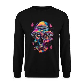 Crâne Psychédélique Totenkopf - Sweat-shirt Unisexe - noir - Devant - Alina (178cm) & Michal (187cm)