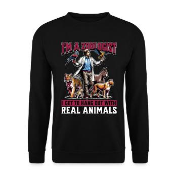 Je suis zoologiste J’ai l’occasion de passer du temps avec un scientifique animalier - Sweat-shirt Unisexe - noir - Devant - Alina (178cm) & Michal (187cm)
