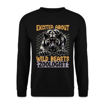 Zoologist Excited About Wild Beasts Zookeeper - Unisex Pullover - Schwarz - Vorne - Alina (178cm) & Michal (187cm)