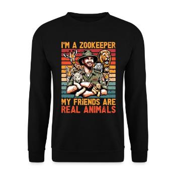 Zoologist I'm A Zookeeper My Friends Ornithologist - Unisex Sweatshirt - black - Front - Alina (178cm) & Michal (187cm)