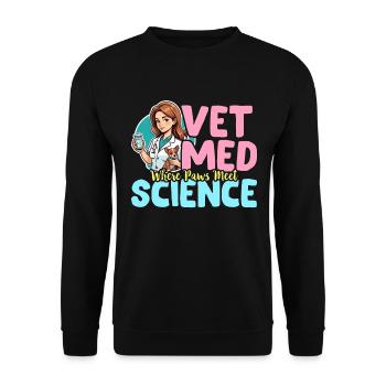 Vet Med Where Paws Meet Science Veterinary Clinic - Unisex Pullover - Schwarz - Vorne - Alina (178cm) & Michal (187cm)