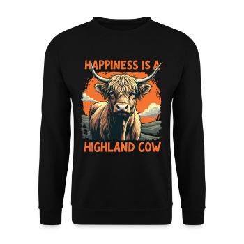 Schottisches Hochlandrind Highland Cow Hochlandkuh - Unisex Pullover - Schwarz - Vorne - Alina (178cm) & Michal (187cm)
