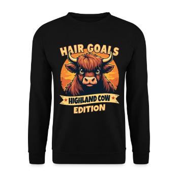 Schottisches Hochlandrind Highland Cow Hochlandkuh - Unisex Pullover - Schwarz - Vorne - Alina (178cm) & Michal (187cm)