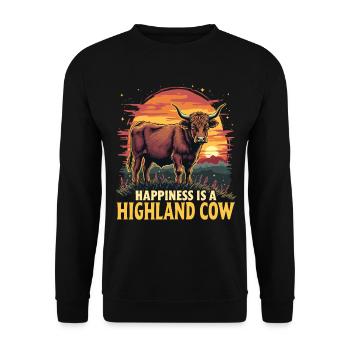 Schottisches Hochlandrind Highland Cow Hochlandkuh - Unisex Pullover - Schwarz - Vorne - Alina (178cm) & Michal (187cm)