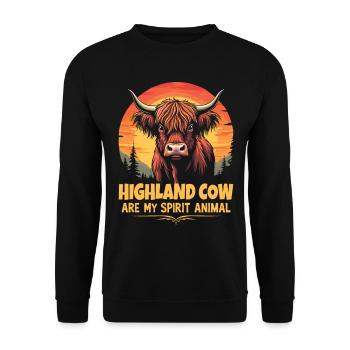 Schottisches Hochlandrind Highland Cow Hochlandkuh - Unisex Pullover - Schwarz - Vorne - Alina (178cm) & Michal (187cm)