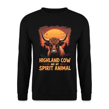 Schottisches Hochlandrind Highland Cow Hochlandkuh - Unisex Pullover - Schwarz - Vorne - Alina (178cm) & Michal (187cm)