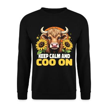 Schottisches Hochlandrind Highland Cow Hochlandkuh - Unisex Pullover - Schwarz - Vorne - Alina (178cm) & Michal (187cm)
