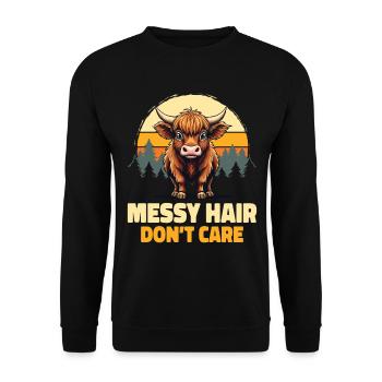 Schottisches Hochlandrind Highland Cow Hochlandkuh - Unisex Pullover - Schwarz - Vorne - Alina (178cm) & Michal (187cm)