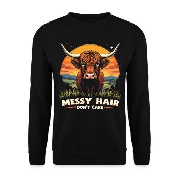 Schottisches Hochlandrind Highland Cow Hochlandkuh - Unisex Pullover - Schwarz - Vorne - Alina (178cm) & Michal (187cm)