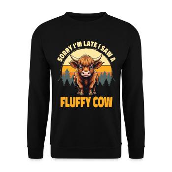 Schottisches Hochlandrind Highland Cow Hochlandkuh - Unisex Pullover - Schwarz - Vorne - Alina (178cm) & Michal (187cm)