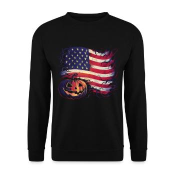 Halloween Costume Zombie Pumpkin Blood Spirit Party - Unisex Sweatshirt - black - Front - Alina (178cm) & Michal (187cm)