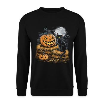 Halloween Costume Zombie Pumpkin Blood Spirit Party - Unisex Sweatshirt - black - Front - Alina (178cm) & Michal (187cm)