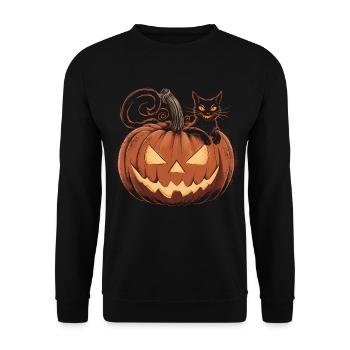 Halloween Costume Zombie Pumpkin Blood Spirit Party - Unisex Sweatshirt - black - Front - Alina (178cm) & Michal (187cm)