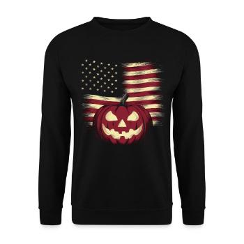 Halloween Costume Zombie Pumpkin Blood Spirit Party - Unisex Sweatshirt - black - Front - Alina (178cm) & Michal (187cm)