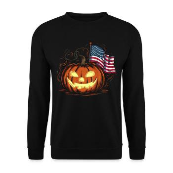 Halloween Costume Zombie Pumpkin Blood Spirit Party - Unisex Sweatshirt - black - Front - Alina (178cm) & Michal (187cm)