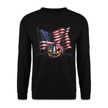 Halloween Costume Zombie Pumpkin Blood Spirit Party - Unisex Sweatshirt - black - Front - Alina (178cm) & Michal (187cm)