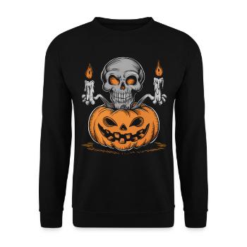 Halloween Costume Zombie Pumpkin Blood Spirit Party - Unisex Sweatshirt - black - Front - Alina (178cm) & Michal (187cm)