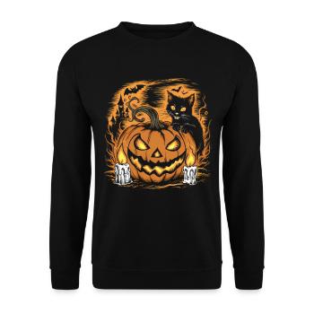 Halloween Costume Zombie Pumpkin Blood Spirit Party - Unisex Sweatshirt - black - Front - Alina (178cm) & Michal (187cm)