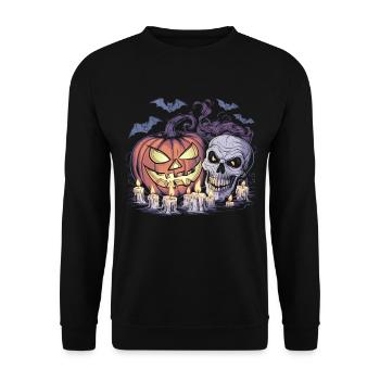 Halloween Costume Zombie Pumpkin Blood Spirit Party - Unisex Sweatshirt - black - Front - Alina (178cm) & Michal (187cm)