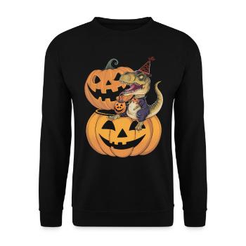 Halloween Costume Zombie Pumpkin Blood Spirit Party - Unisex Sweatshirt - black - Front - Alina (178cm) & Michal (187cm)