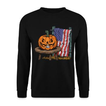 Halloween Costume Zombie Pumpkin Blood Spirit Party - Unisex Sweatshirt - black - Front - Alina (178cm) & Michal (187cm)