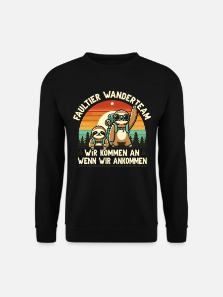 Wandern Wanderer Berge Faultier Wanderteam Wander - Unisex Pullover - Schwarz