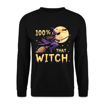 Costume de sorcière d’Halloween Balai de sorcière - Sweat-shirt Unisexe - noir - Devant - Alina (178cm) & Michal (187cm)