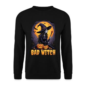 Costume de sorcière d’Halloween Balai de sorcière - Sweat-shirt Unisexe - noir - Devant - Alina (178cm) & Michal (187cm)