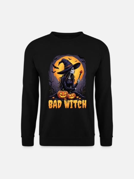 Halloween Hexen Kostüm Hexe Hexenbesen - Unisex Pullover - Schwarz