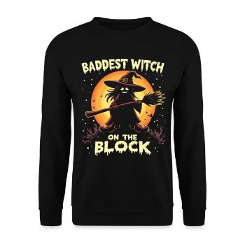 Costume de sorcière d’Halloween Balai de sorcière - Sweat-shirt Unisexe - noir - Devant - Alina (178cm) & Michal (187cm)