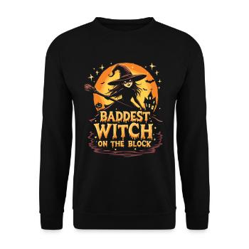 Costume de sorcière d’Halloween Balai de sorcière - Sweat-shirt Unisexe - noir - Devant - Alina (178cm) & Michal (187cm)