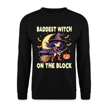 Costume de sorcière d’Halloween Balai de sorcière - Sweat-shirt Unisexe - noir - Devant - Alina (178cm) & Michal (187cm)