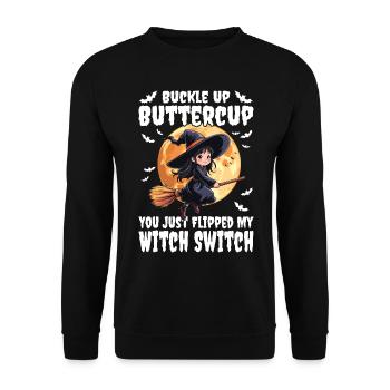 Costume de sorcière d’Halloween Balai de sorcière - Sweat-shirt Unisexe - noir - Devant - Alina (178cm) & Michal (187cm)