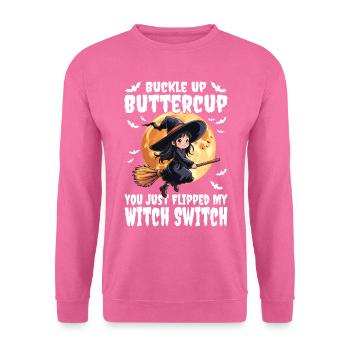 Halloween Hexen Kostüm Hexe Hexenbesen - Unisex Pullover - Pink - Vorne