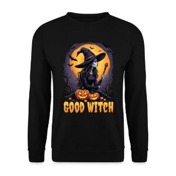 Costume de sorcière d’Halloween Balai de sorcière - Sweat-shirt Unisexe - noir - Devant - Alina (178cm) & Michal (187cm)