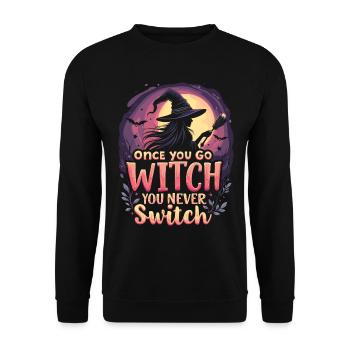 Costume de sorcière d’Halloween Balai de sorcière - Sweat-shirt Unisexe - noir - Devant - Alina (178cm) & Michal (187cm)