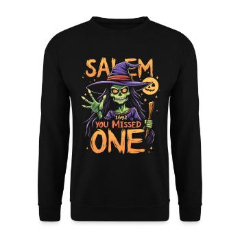 Costume de sorcière d’Halloween Balai de sorcière - Sweat-shirt Unisexe - noir - Devant - Alina (178cm) & Michal (187cm)