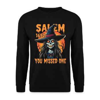 Costume de sorcière d’Halloween Balai de sorcière - Sweat-shirt Unisexe - noir - Devant - Alina (178cm) & Michal (187cm)