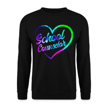 School Counselor Heart Watercolor - Unisex Pullover - Schwarz - Vorne - Alina (178cm) & Michal (187cm)