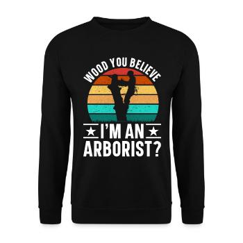 Arborist Baumpfleger Baumkletterer Baumklettern - Unisex Pullover - Schwarz - Vorne - Alina (178cm) & Michal (187cm)
