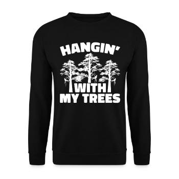 Arborist Baumpfleger Baumkletterer Baumklettern - Unisex Pullover - Schwarz - Vorne - Alina (178cm) & Michal (187cm)