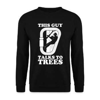 Arborist Baumpfleger Baumkletterer Baumklettern - Unisex Pullover - Schwarz - Vorne - Alina (178cm) & Michal (187cm)