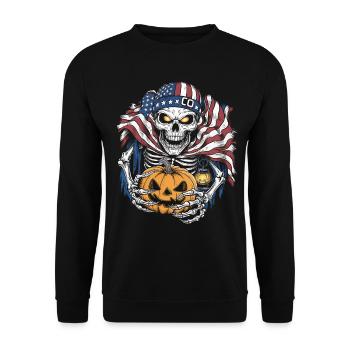 Halloween Squelette Effrayant Effrayant Horreur Fête - Sweat-shirt Unisexe - noir - Devant - Alina (178cm) & Michal (187cm)