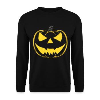 Halloween Kostüm Kürbis Scary Spooky Horror Party - Unisex Pullover - Schwarz - Vorne - Alina (178cm) & Michal (187cm)