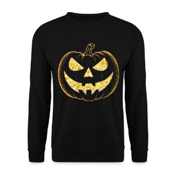 Halloween Kostüm Kürbis Scary Spooky Horror Party - Unisex Pullover - Schwarz - Vorne - Alina (178cm) & Michal (187cm)