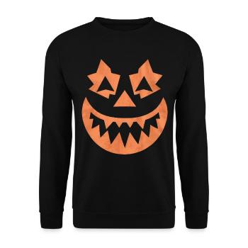 Halloween Kostüm Kürbis Scary Spooky Horror Party - Unisex Pullover - Schwarz - Vorne - Alina (178cm) & Michal (187cm)