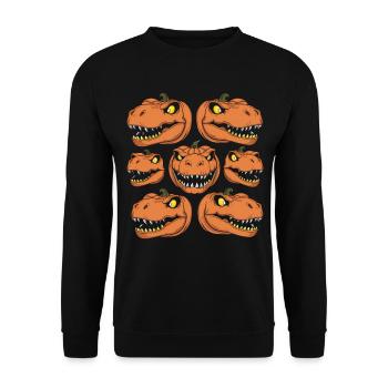Halloween Kostüm Kürbis Scary Spooky Horror Party - Unisex Pullover - Schwarz - Vorne - Alina (178cm) & Michal (187cm)