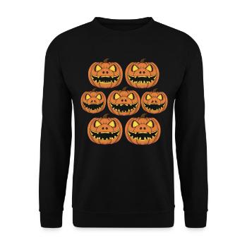 Halloween Kostüm Kürbis Scary Spooky Horror Party - Unisex Pullover - Schwarz - Vorne - Alina (178cm) & Michal (187cm)