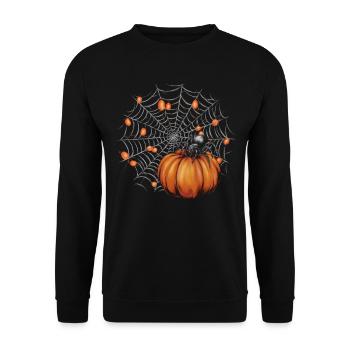 Halloween Kostüm Kürbis Scary Spooky Horror Party - Unisex Pullover - Schwarz - Vorne - Alina (178cm) & Michal (187cm)